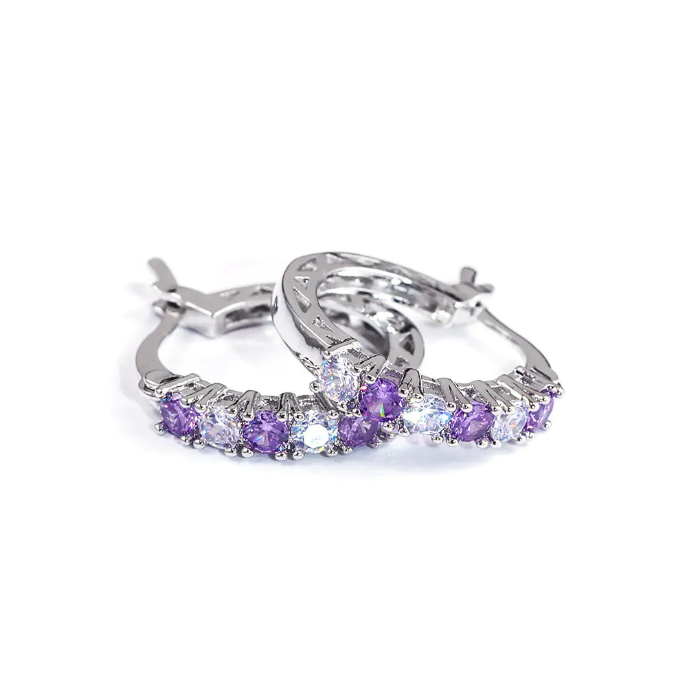 Colorful Zirconia Stud Earrings for Women (Fashion)
