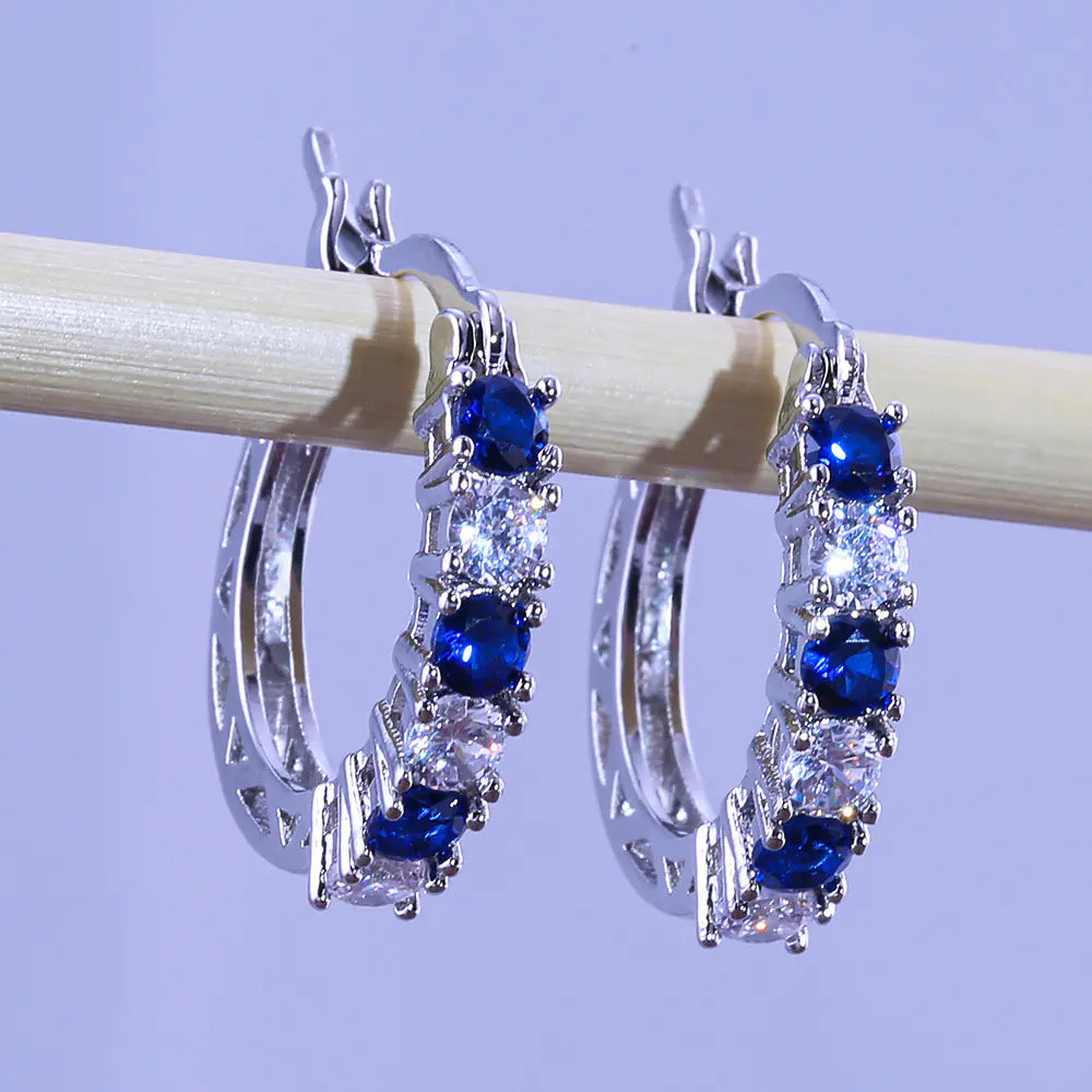 Colorful Zirconia Stud Earrings for Women (Fashion)